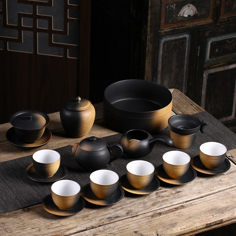 粗陶茶具大套装  （手工制作）