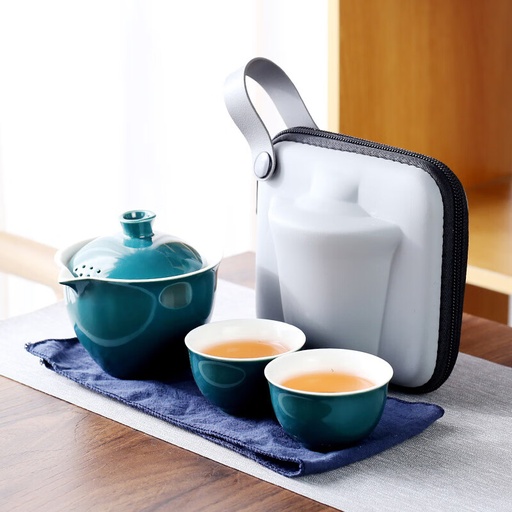 便携式户外旅行茶具套装一壶两杯送礼陶瓷快客杯商务礼品